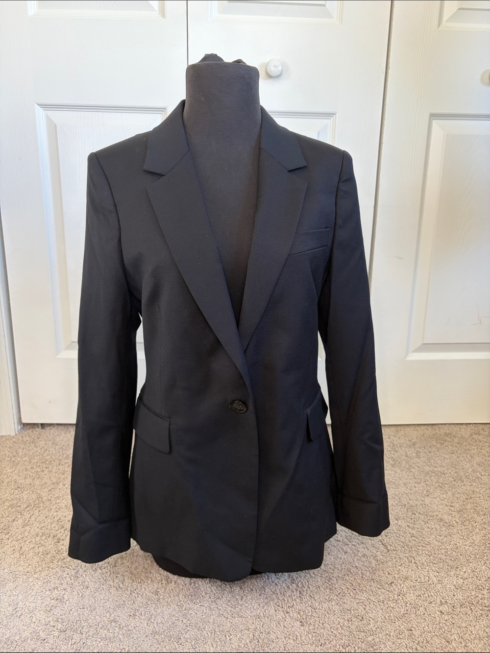 Reiss Haisley Black Single Breasted 1 Button Blazer Wool Blend 8 Minimalist